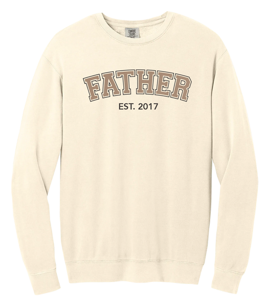 "Father EST." Adult Lightweight Cotton Crewneck Sweatshirt with Printed Logo