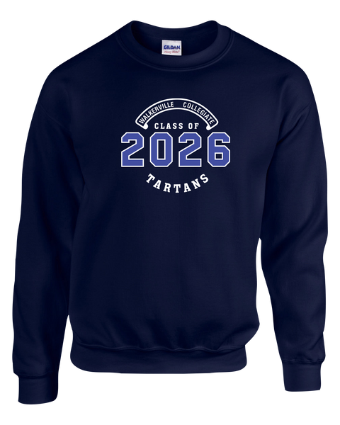 "Class of 2026" Walkerville Tartans Adult Crewneck Sweatshirt with Printed Logo