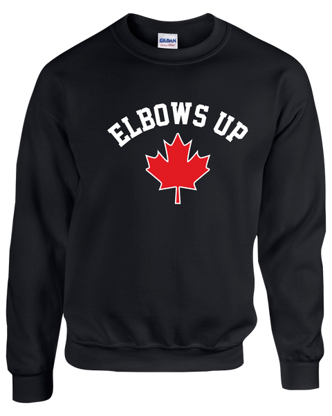 "Elbows Up" Adult Fleece Crewneck with Printed Logo