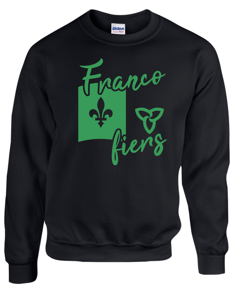 "Franco-Ontarian Flag Script" Adult Fleece Crewneck with Printed Logo