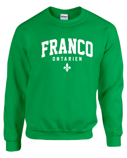 "Franco-Ontarien" Varsity Adult Fleece Crewneck with Printed Logo
