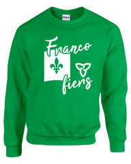 Mère-Teresa "Franco-Ontarien Flag Script" Adult Fleece Crewneck with Printed Logo