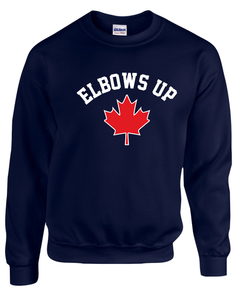 "Elbows Up" Adult Fleece Crewneck with Printed Logo