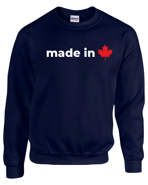 "Made In Canada Maple Leaf" Youth Fleece Crewneck with Printed Logo