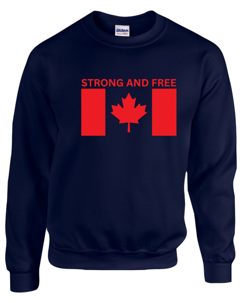 "Strong And Free" Adult Fleece Crewneck with Printed Logo