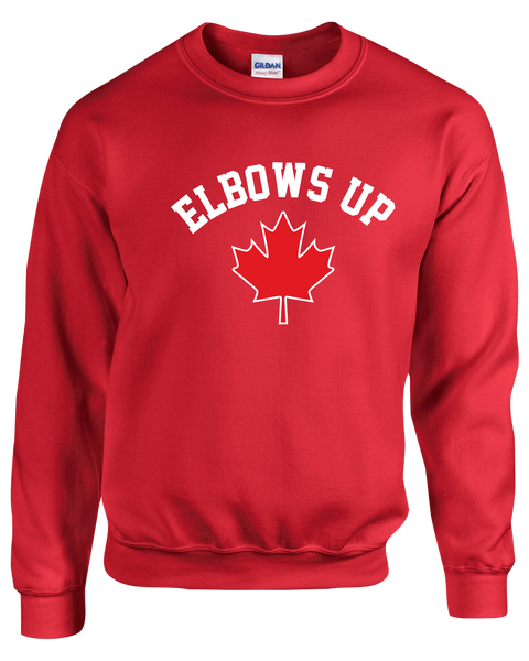 "Elbows Up" Adult Fleece Crewneck with Printed Logo