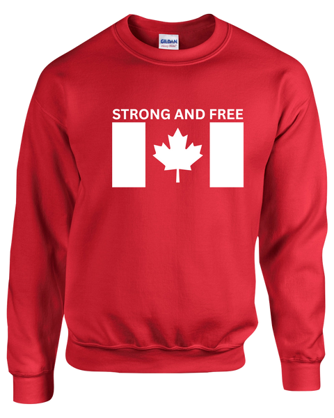 "Strong And Free" Adult Fleece Crewneck with Printed Logo