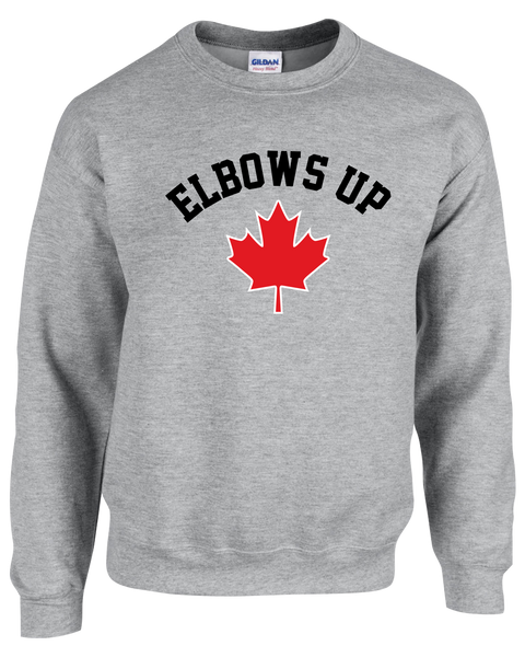 "Elbows Up" Adult Fleece Crewneck with Printed Logo