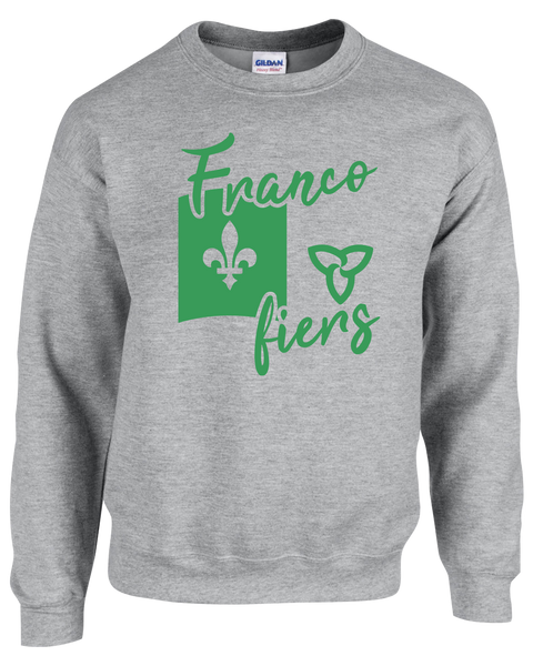 "Franco-Ontarian Flag Script" Adult Fleece Crewneck with Printed Logo