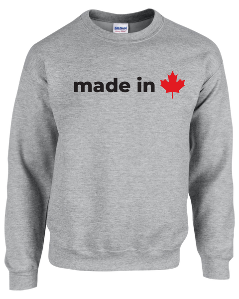 "Made In Canada Maple Leaf" Youth Fleece Crewneck with Printed Logo