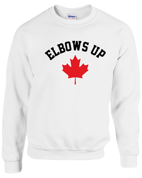 "Elbows Up" Adult Fleece Crewneck with Printed Logo
