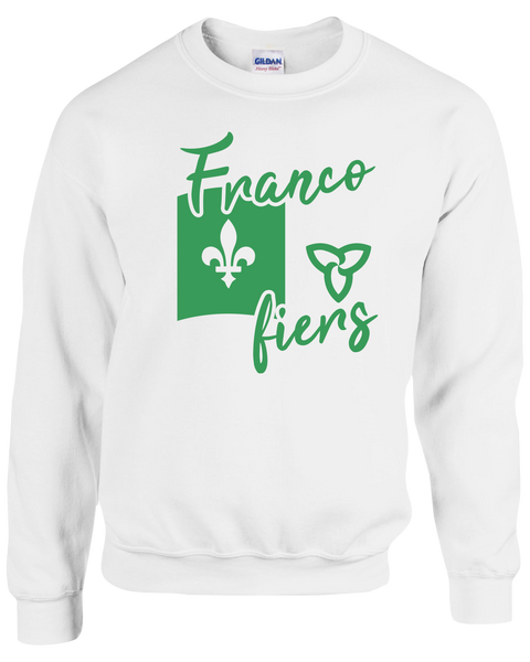 "Franco-Ontarian Flag Script" Adult Fleece Crewneck with Printed Logo