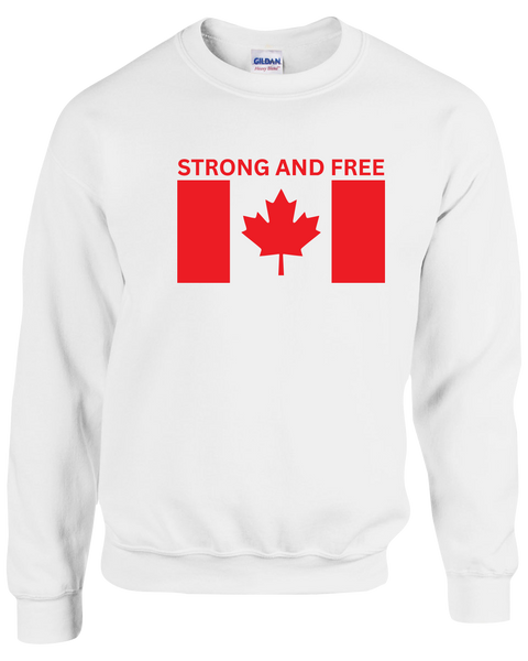 "Strong And Free" Adult Fleece Crewneck with Printed Logo