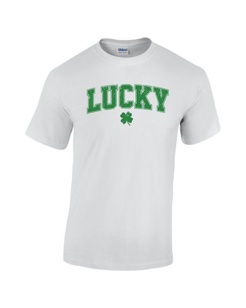 "Lucky Block Letters" Adult Cotton T-Shirt with Printed logo