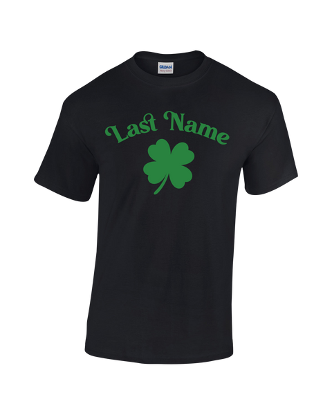 "Shamrock Personalized Last Name" Adult Cotton T-Shirt with Printed logo