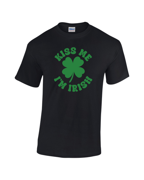 "Kiss Me I'm Irish" Adult Cotton T-Shirt with Printed logo