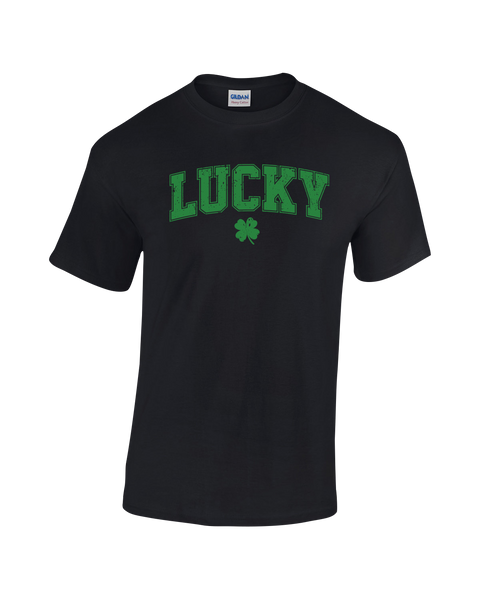"Lucky Block Letters" Adult Cotton T-Shirt with Printed logo