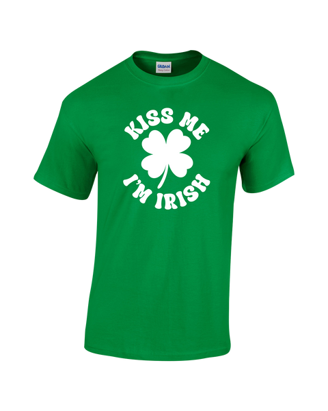 "Kiss Me I'm Irish" Adult Cotton T-Shirt with Printed logo