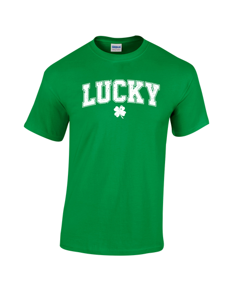 "Lucky Block Letters" Adult Cotton T-Shirt with Printed logo