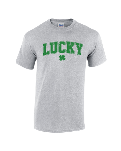 "Lucky Block Letters" Adult Cotton T-Shirt with Printed logo