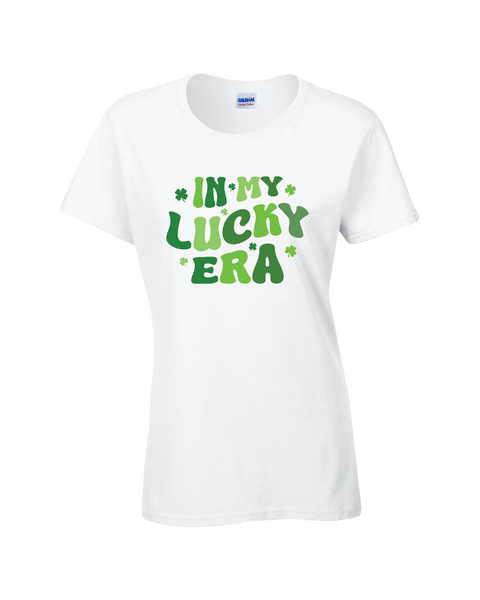 "In My Lucky Era" Ladies Cotton T-Shirt with Printed logo