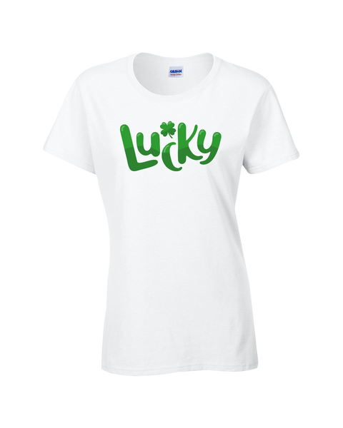 "Lucky" Ladies Cotton T-Shirt with Printed logo