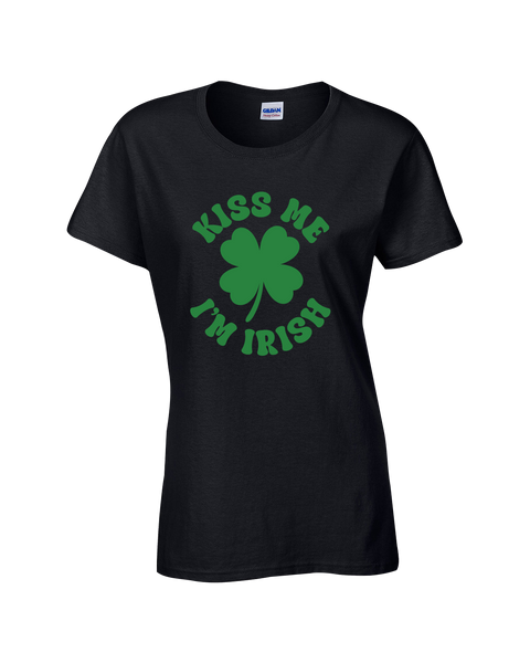 "Kiss Me I'm Irish" Ladies Cotton T-Shirt with Printed logo