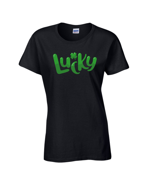"Lucky" Ladies Cotton T-Shirt with Printed logo