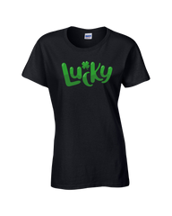 "Lucky" Ladies Cotton T-Shirt with Printed logo