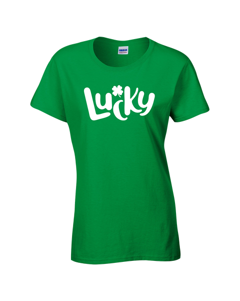 "Lucky" Ladies Cotton T-Shirt with Printed logo