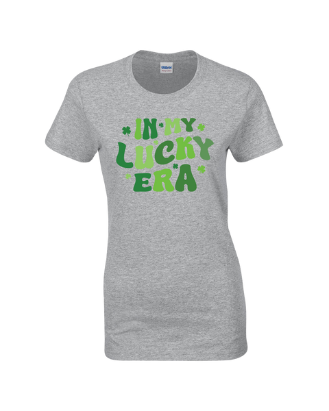 "In My Lucky Era" Ladies Cotton T-Shirt with Printed logo