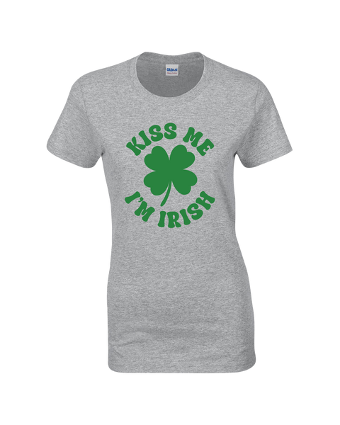 "Kiss Me I'm Irish" Ladies Cotton T-Shirt with Printed logo