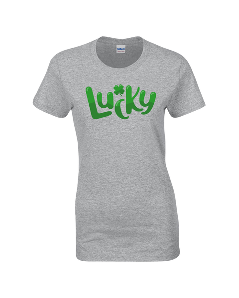 "Lucky" Ladies Cotton T-Shirt with Printed logo