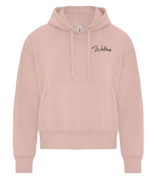 'Wolves' Script Ladies Cotton Pull Over Hooded Sweatshirt with Embroidered Logo