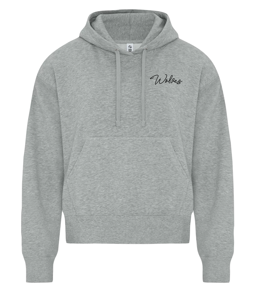 'Wolves' Script Ladies Cotton Pull Over Hooded Sweatshirt with Embroidered Logo