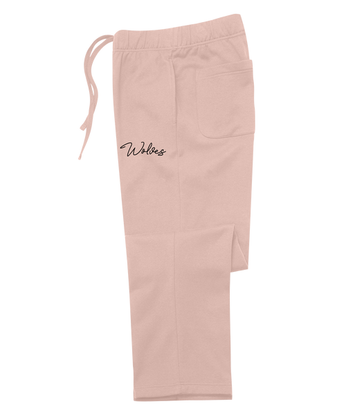 'Wolves' Script Adult Open Bottom Sweatpants with Embroidered Logo