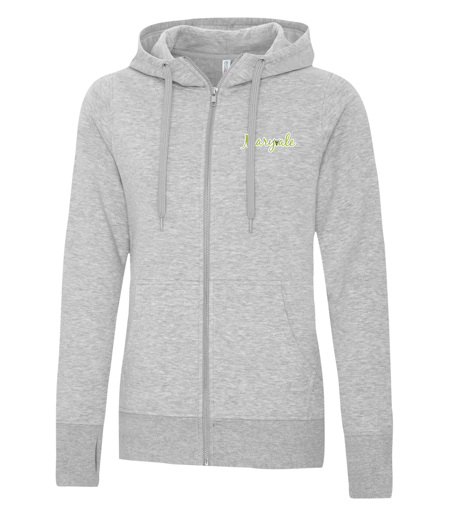 Maryvale Ladies Cotton Full Zip Hooded Sweatshirt with Left Chest Embroidered Logo