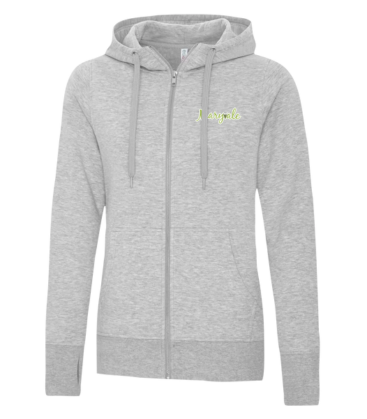 Maryvale Ladies Cotton Full Zip Hooded Sweatshirt with Left Chest Embroidered Logo