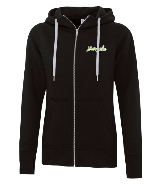 Maryvale Ladies Cotton Full Zip Hooded Sweatshirt with Left Chest Embroidered Logo