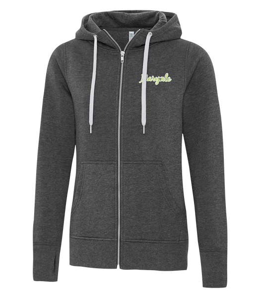 Maryvale Ladies Cotton Full Zip Hooded Sweatshirt with Left Chest Embroidered Logo