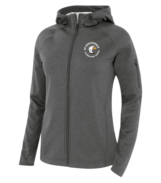 St. Christopher Ladies Hooded Yoga jacket with Embroidered Logo