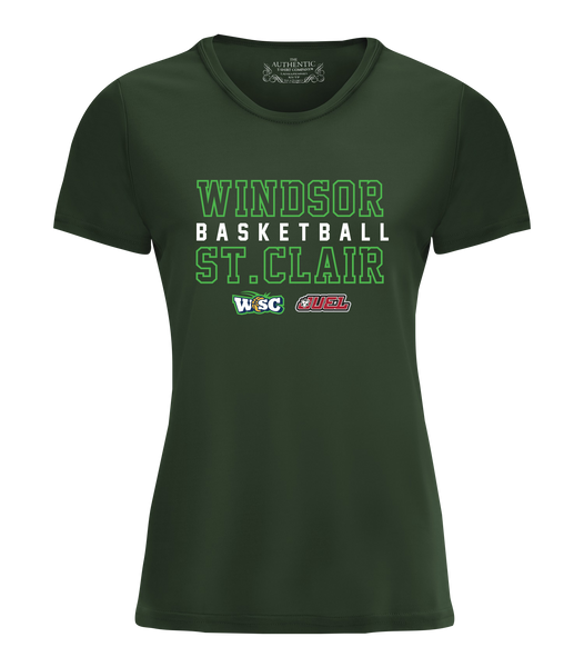 Windsor St. Clair Basketball Block Letters Ladies Dri-Fit T-Shirt with Printed Logo