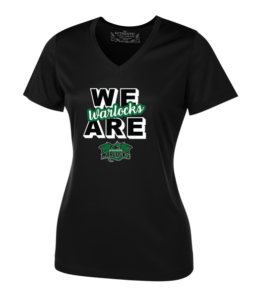 WE ARE Warlocks Ladies V-Neck Tee with Printed Lacrosse Logo