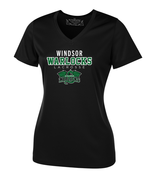 Windsor Warlocks Lacrosse Ladies V-Neck Tee with Printed Lacrosse Logo