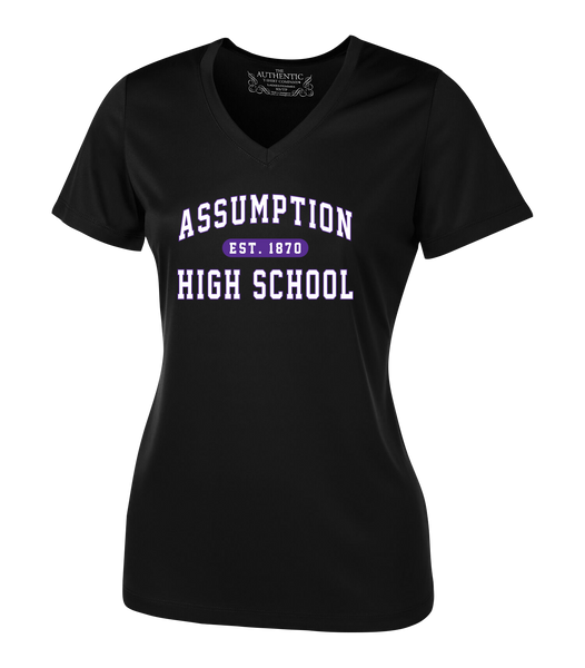 "Assumption High School Est. 1870" Ladies' Dri-Fit Short Sleeve with Printed Logo