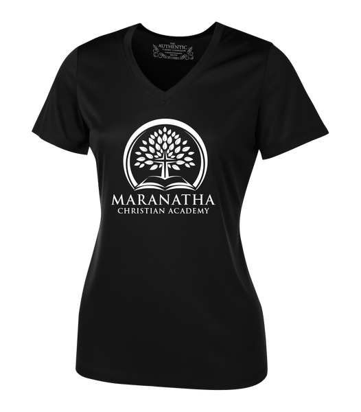 Maranatha Christian Academy Ladies 'Alternate Script' Dri-Fit Short Sleeve with Printed Logo