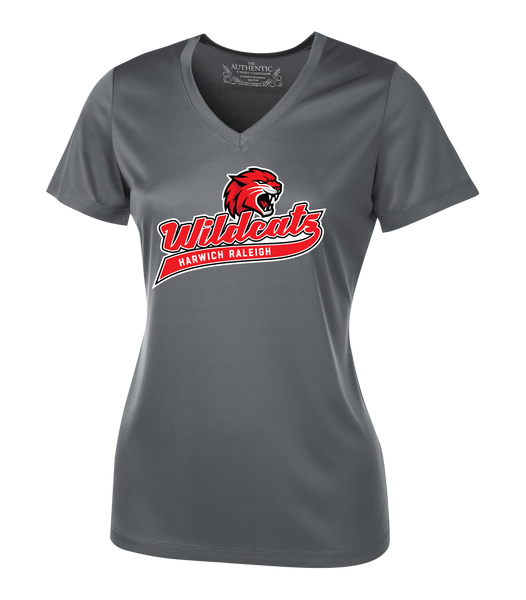 Harwich Raleigh Wildcats Script Ladies 'Alternate Script' Dri-Fit Short Sleeve with Printed Logo