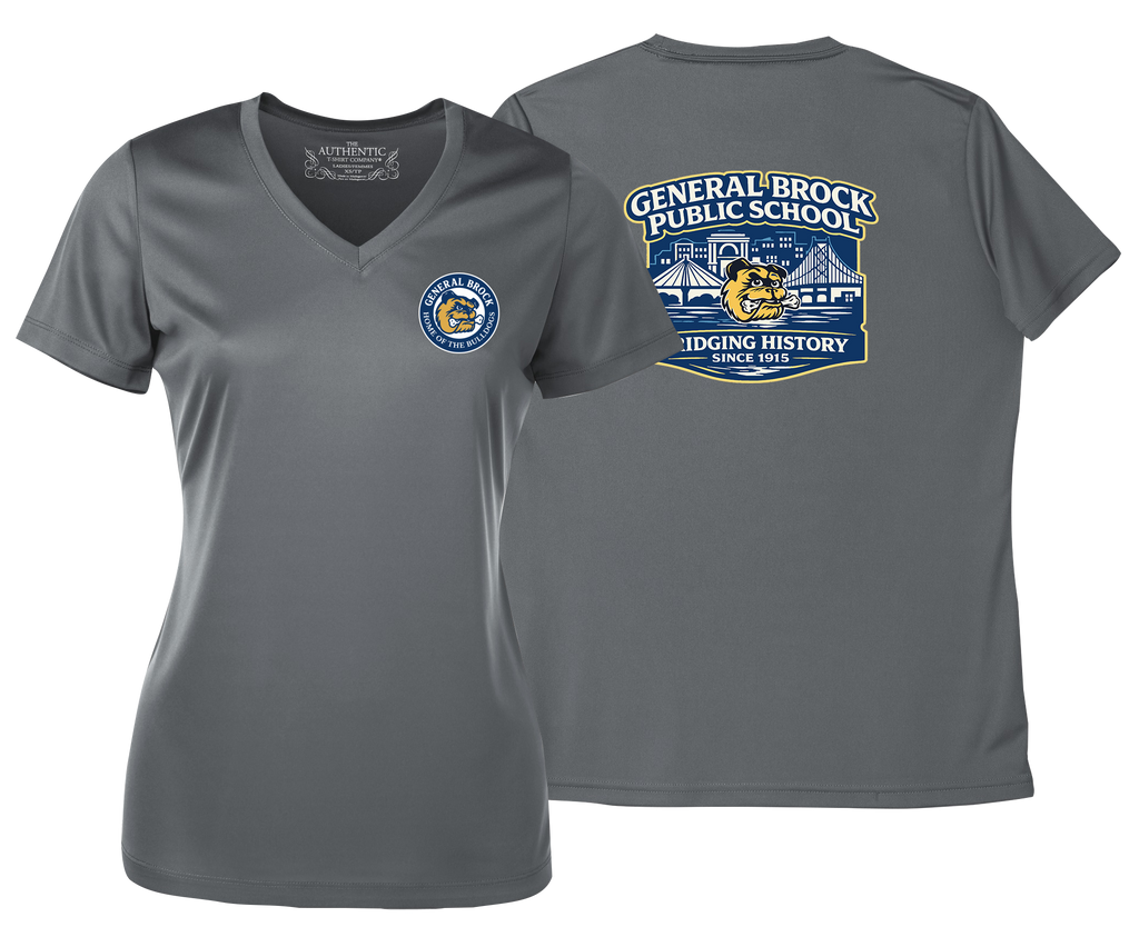 General Brock Public School Ladies 'Alternate Script' Dri-Fit Short Sleeve with Printed Front & Back Logo