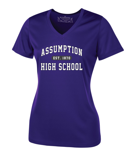 "Assumption High School Est. 1870" Ladies' Dri-Fit Short Sleeve with Printed Logo