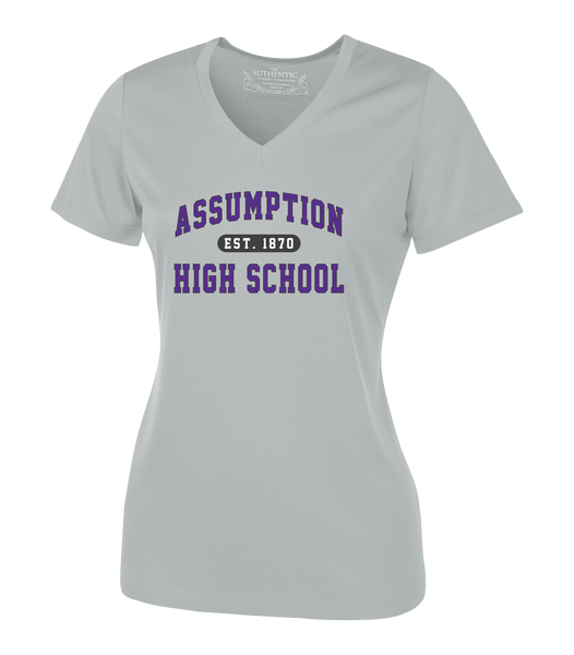 "Assumption High School Est. 1870" Ladies' Dri-Fit Short Sleeve with Printed Logo